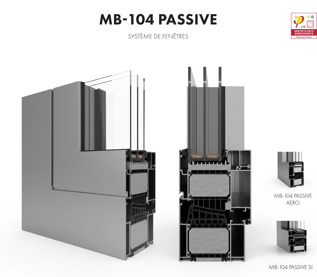 Profil de fenêtre aluminium MB-104 Passive