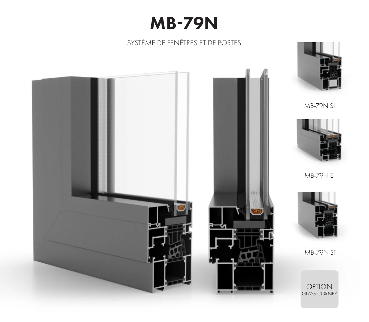 Profil de fenêtre aluminium MB-79N